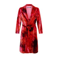 RAQUEL ALLEGRA RED OMBRE VELVET DUSTER COAT - SIZE 1/S