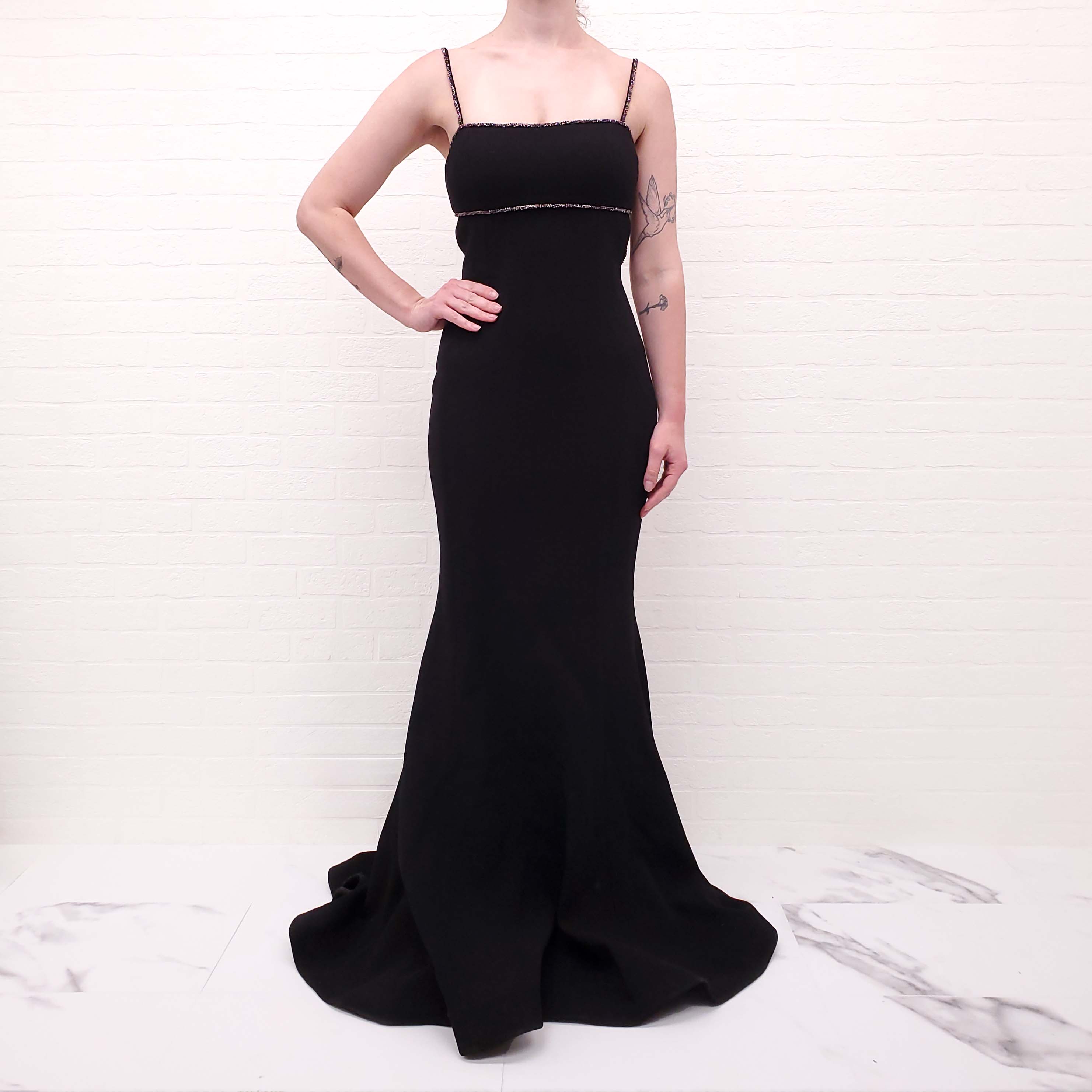 REBECCA VALLANCE BLACK GOWN WITH BEADING - SIZE 6 AU/2 US – Rewind