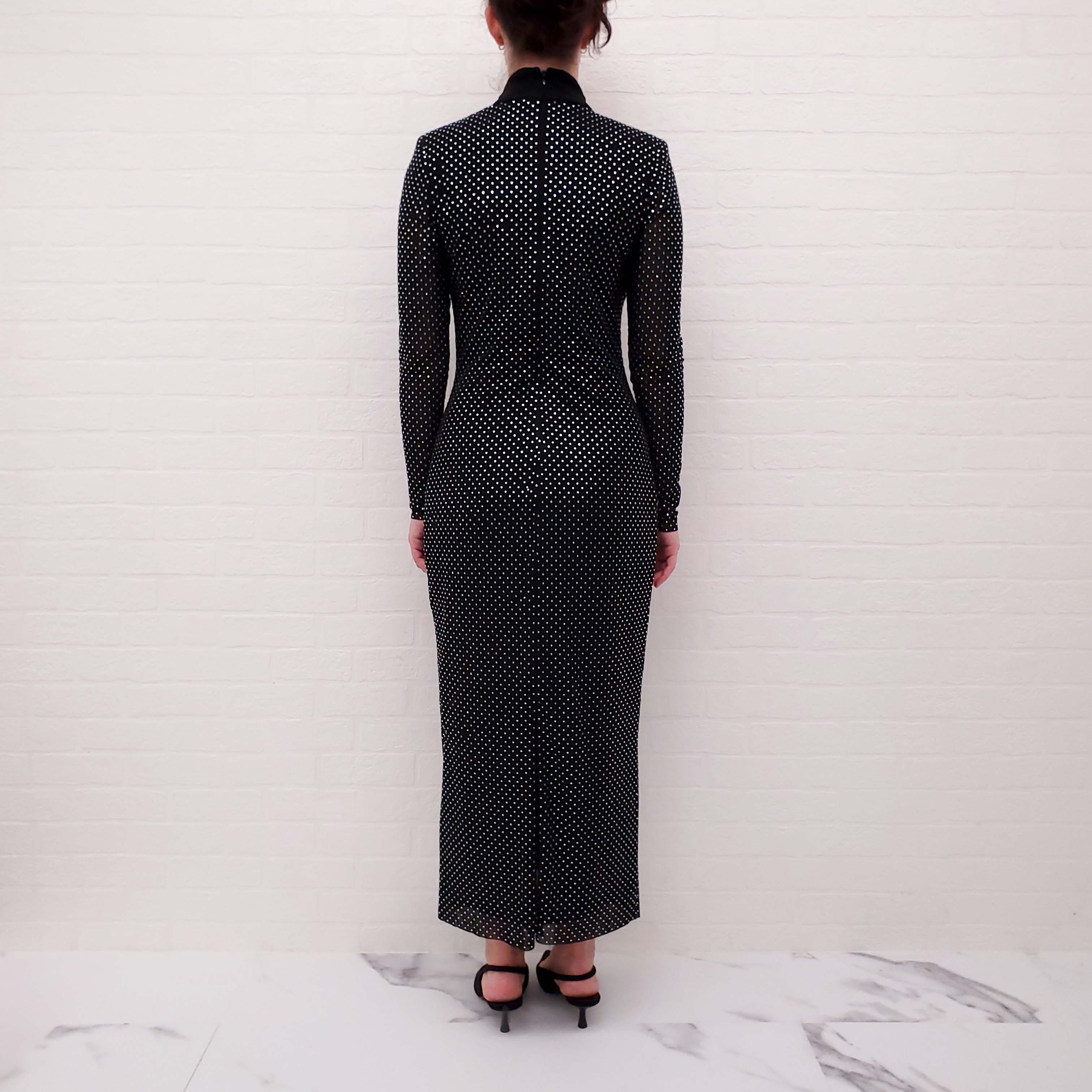 REBECCA VALLANCE BLACK RHINESTONE LONG SLEEVE DRESS - SIZE 10 AU/6 US