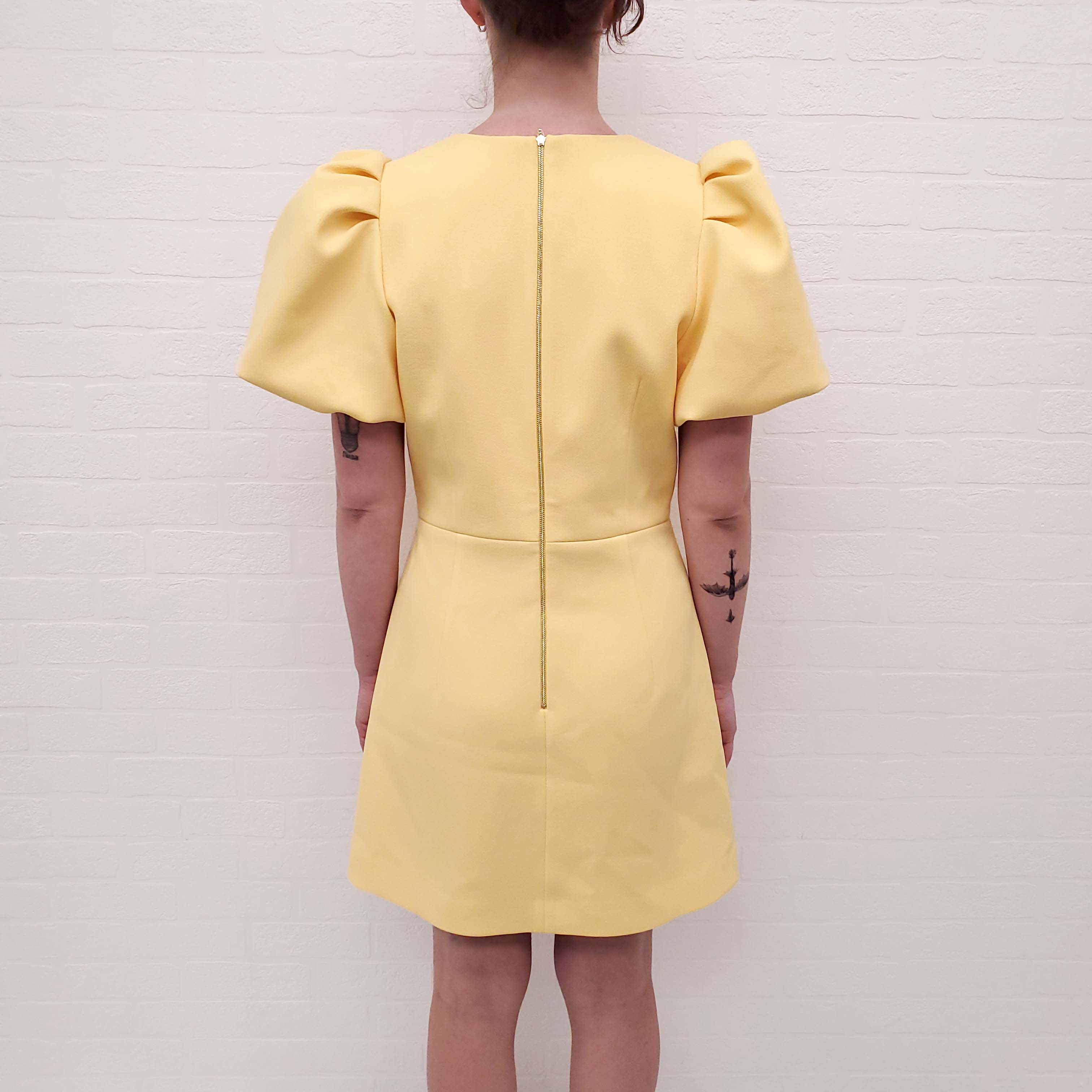 REBECCA VALLANCE YELLOW BOW MINI DRESS - SIZE 12 AU/8 US
