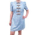REBECCA VALLANCE x NICKY HILTON BLUE LACE SEQUIN DRESS WITH CRYSTAL BOWS - SIZE US 8