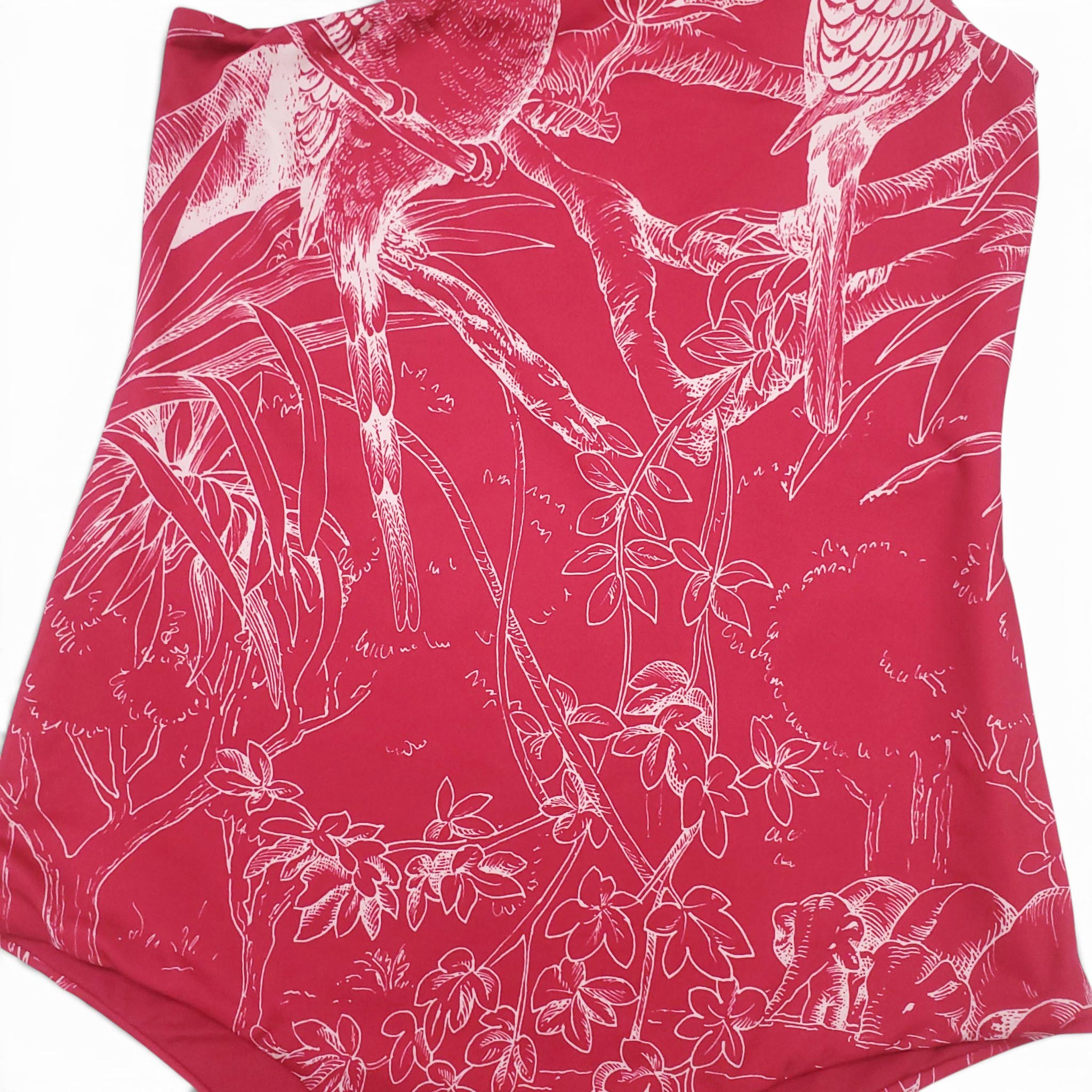 RED VALENTINO PINK PATTERNED ONE SHOULDER ONE-PIECE SWIMSUIT - SIZE S