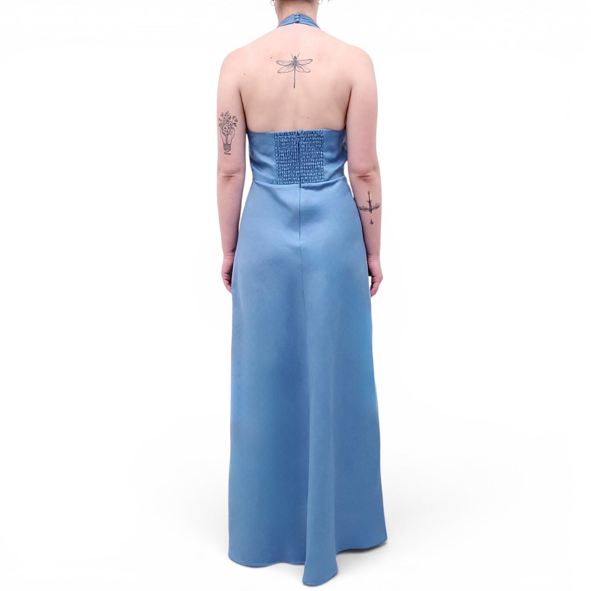 REFORMATION BLUE HALTER LINEN DRESS - SIZE 8 Rewind Couture REFORMATION BLUE HALTER LINEN DRESS - SIZE 8 Rewind Couture