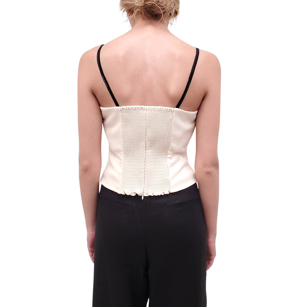 REFORMATION CREAM AND BLACK BUSTIER TOP - SIZE 6