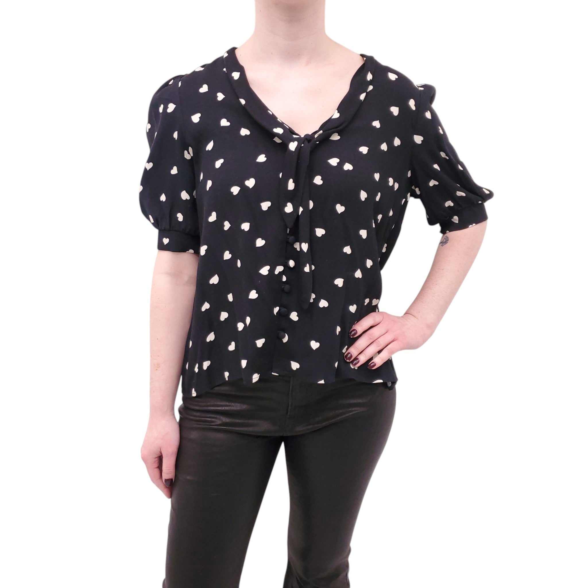 REFORMATION HEART PATTERN BLOUSE - SIZE S