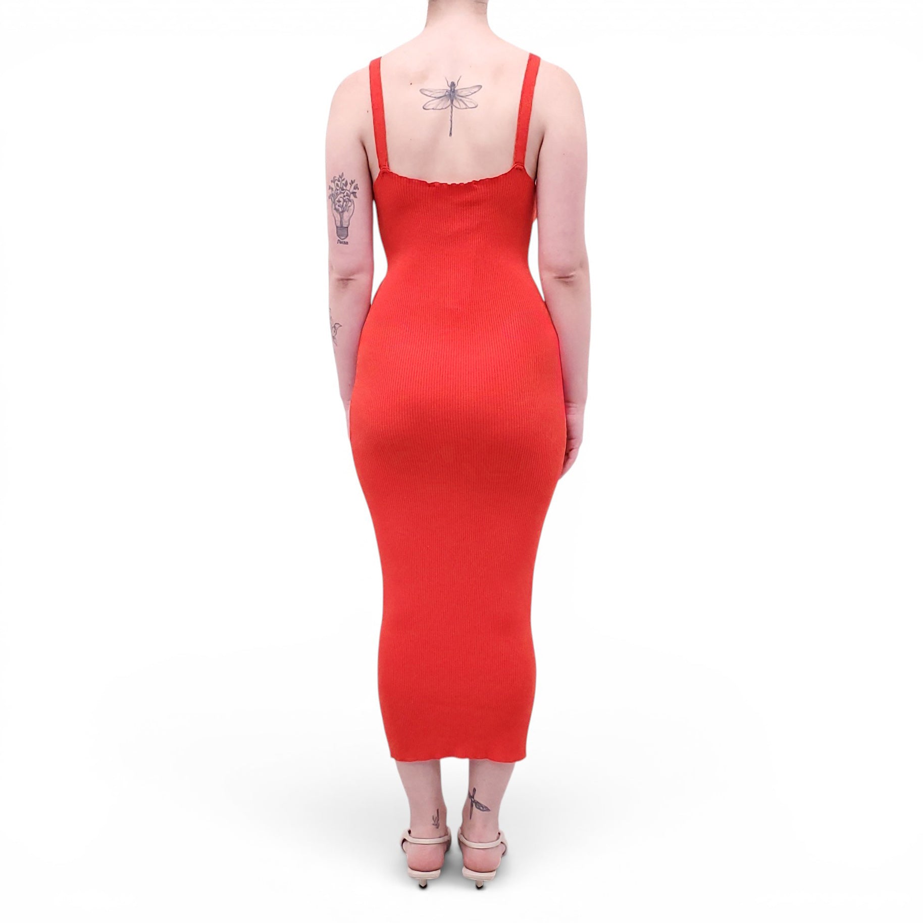 REMAIN BIRGER CHRISTENSEN RED RIBBED DRESS - SIZE 40