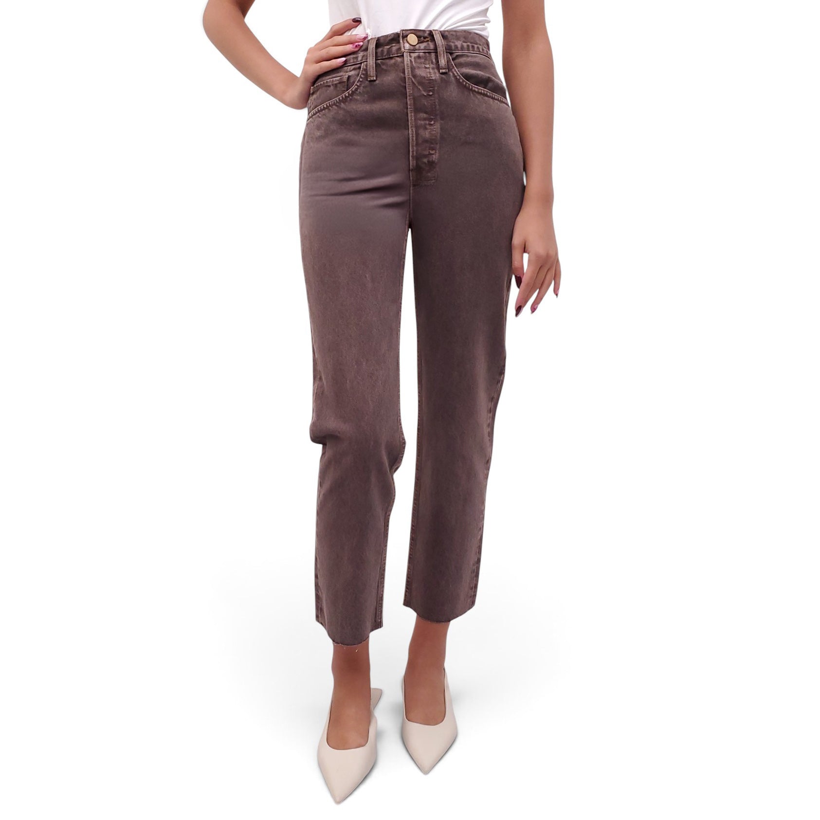 RE/DONE BROWN ACID WASH JEANS - SIZE 26