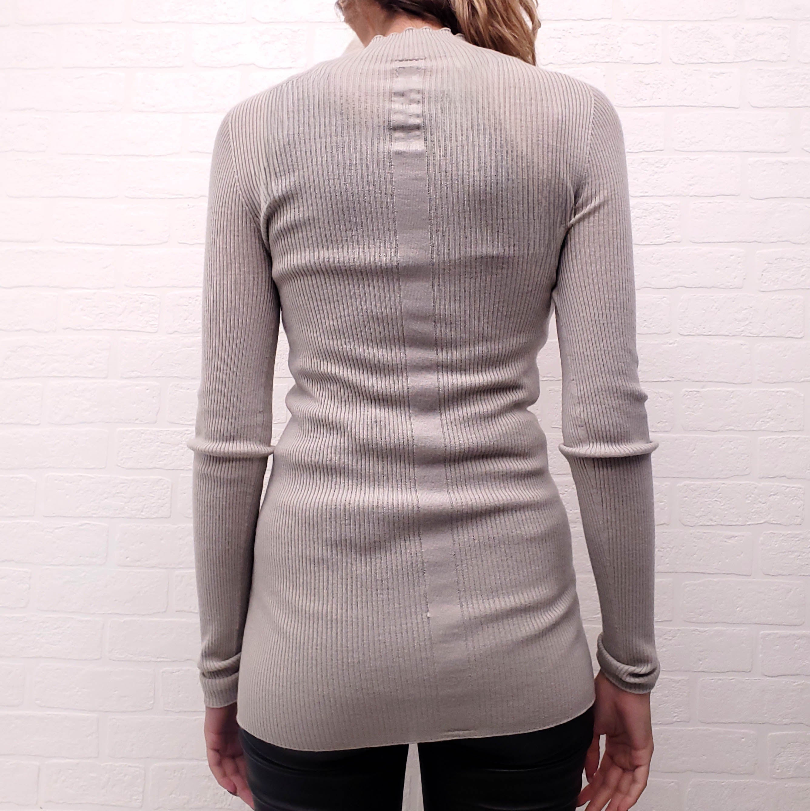 RICK OWENS RIBBED BEIGE TURTLENECK - SIZE S