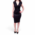 ROBERTO CAVALLI BLACK RUCHED RUFFLE ROSETTE DRESS - SIZE 38