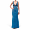 ROBERTO CAVALLI BLUE SEQUIN GOWN - SIZE 40