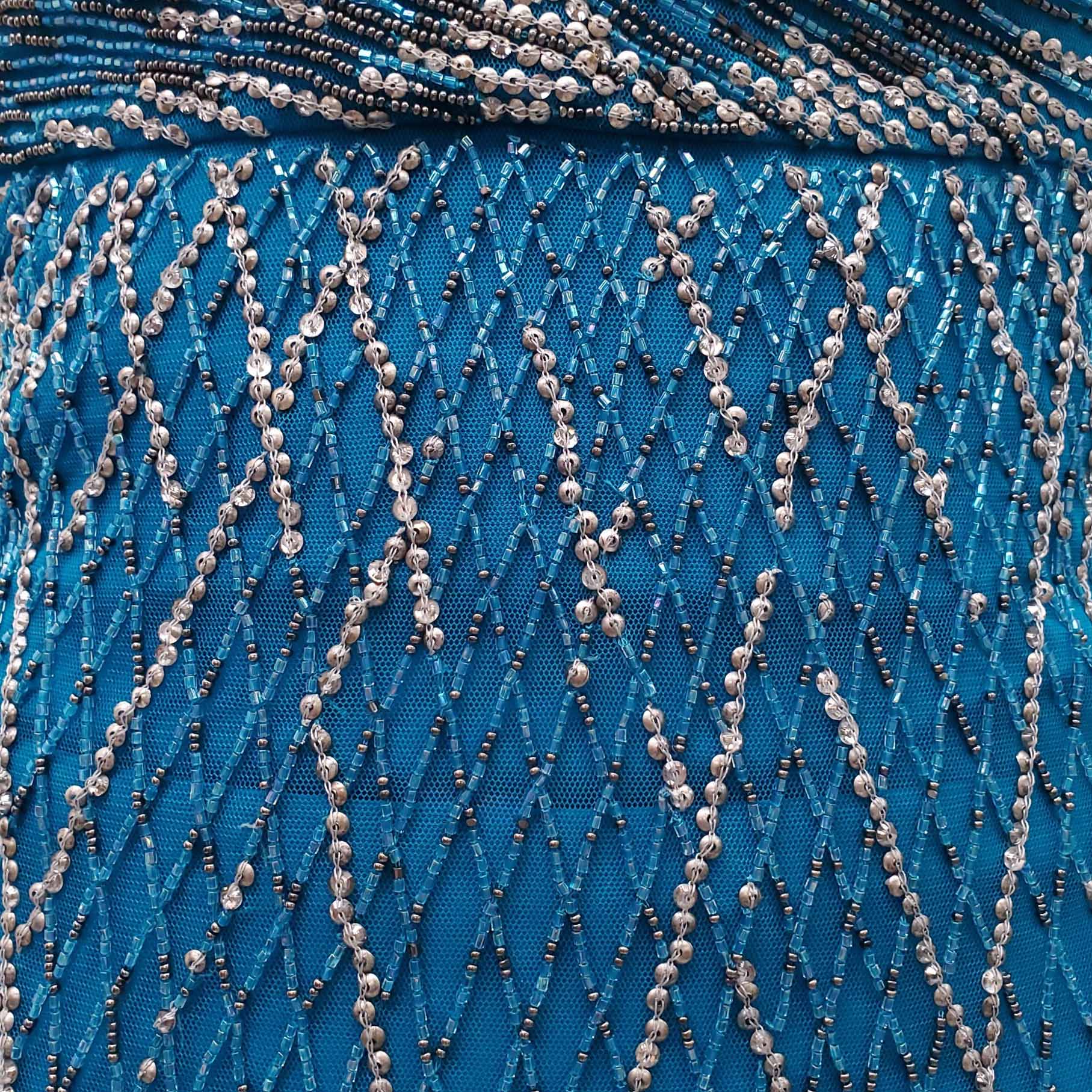 ROBERTO CAVALLI BLUE SEQUIN GOWN - SIZE 40