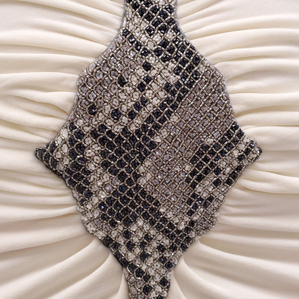 ROBERTO CAVALLI CREAM GOWN WITH SNAKESKIN EMBLEM DETAIL - SIZE 40
