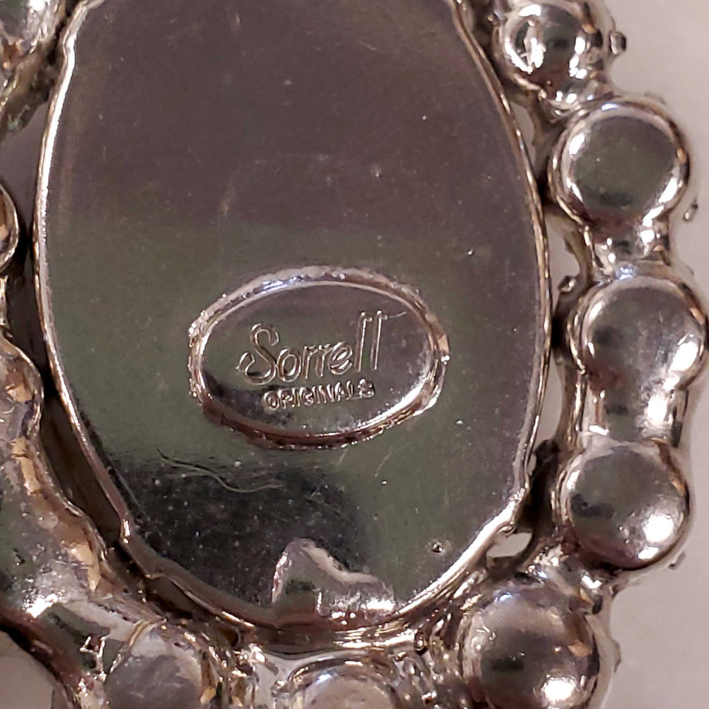 ROBERT SORRELL DIAMOND AND AMETHYST-COLOURED DANGLE RHINESTONE EARRINGS