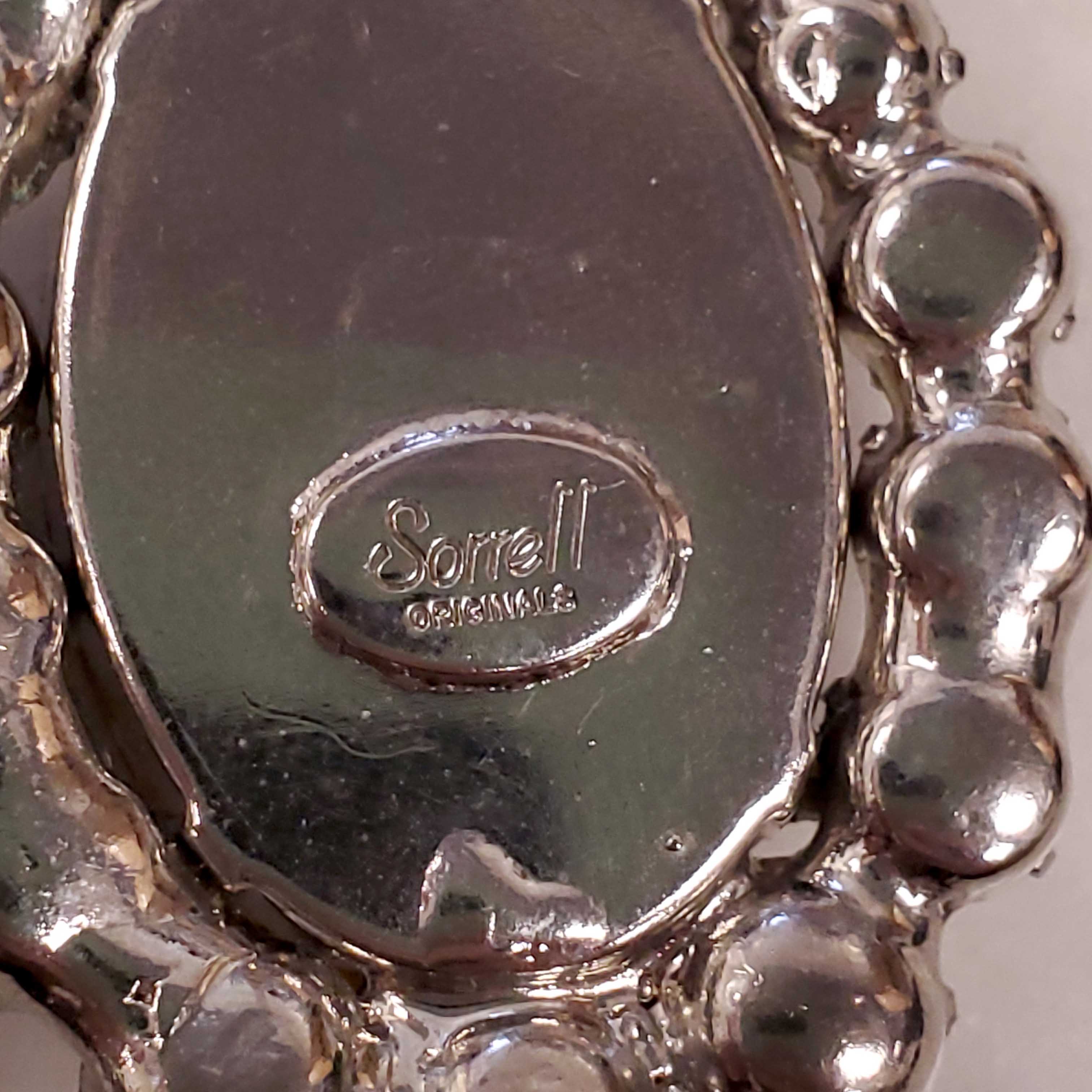 ROBERT SORRELL DIAMOND AND AMETHYST-COLOURED DANGLE RHINESTONE EARRINGS