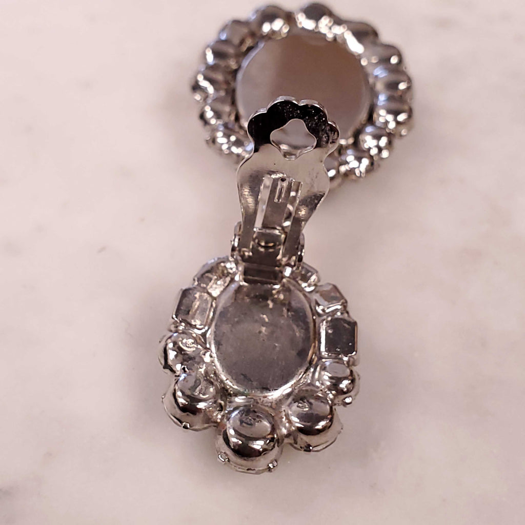 ROBERT SORRELL DIAMOND AND AMETHYST-COLOURED DANGLE RHINESTONE EARRINGS