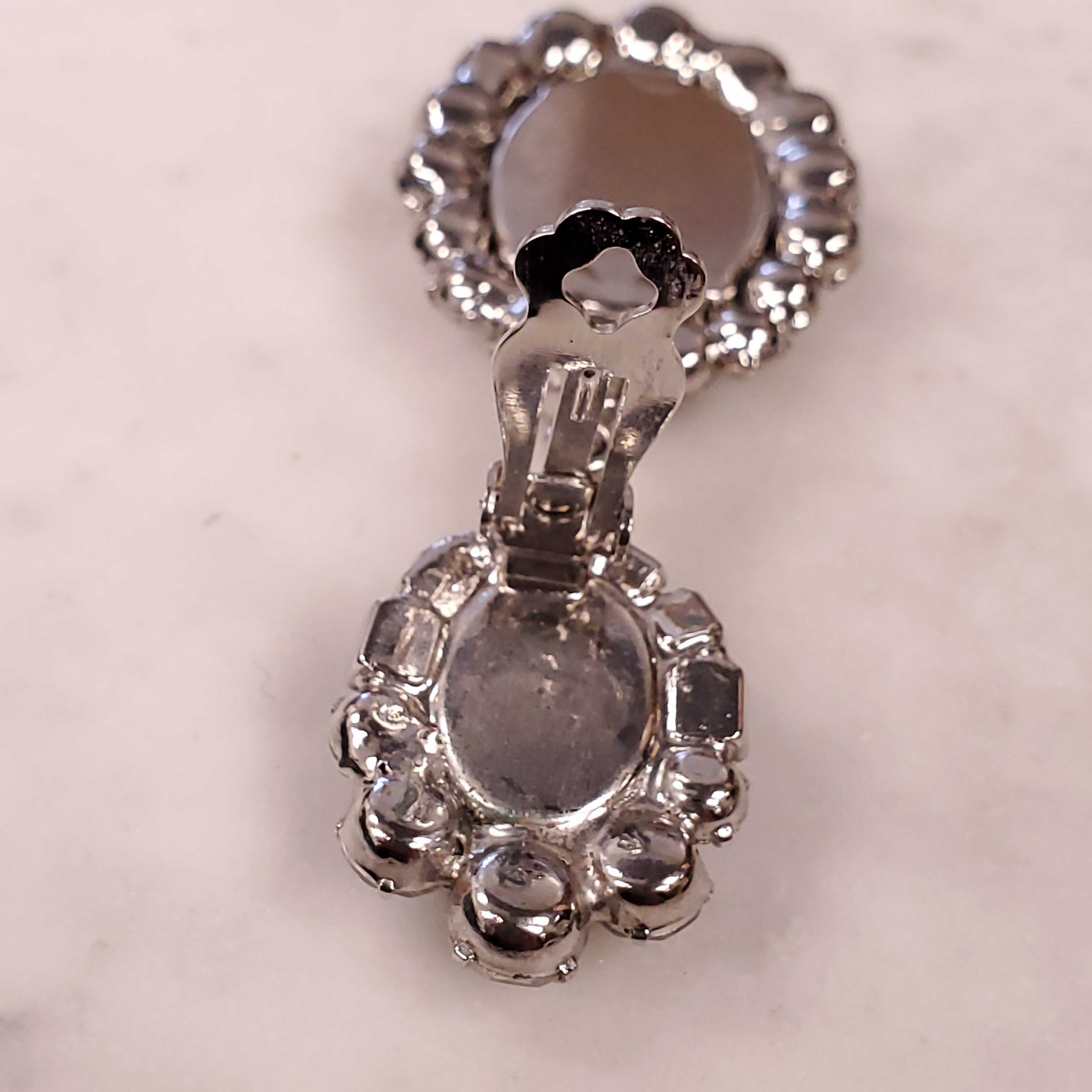 ROBERT SORRELL DIAMOND AND AMETHYST-COLOURED DANGLE RHINESTONE EARRINGS