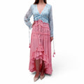 ROCOCO SAND BLUE AND PINK SEQUIN STAR RUFFLE DRESS - SIZE S