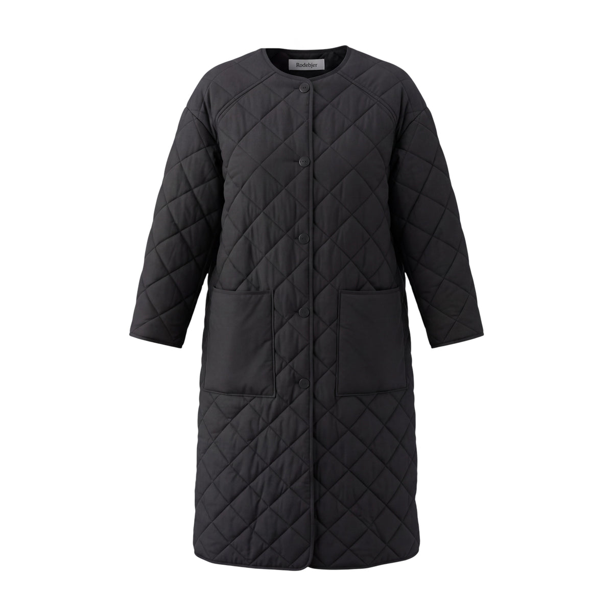 RODEBJER BLACK QUILTED LONG PUFFER COAT - SIZE S