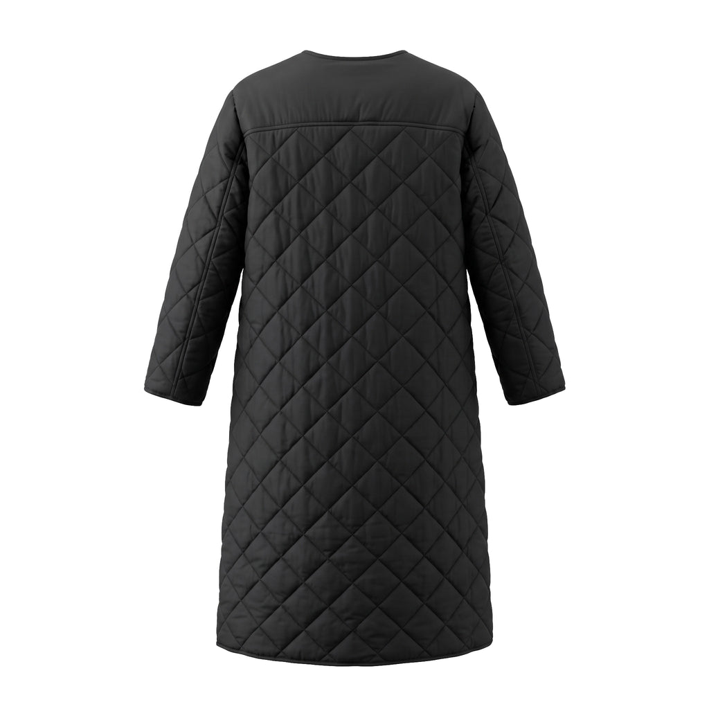 RODEBJER BLACK QUILTED LONG PUFFER COAT - SIZE S