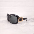 ROGER VIVIER BLACK SUNGLASSES WITH GOLD BUCKLE DETAIL