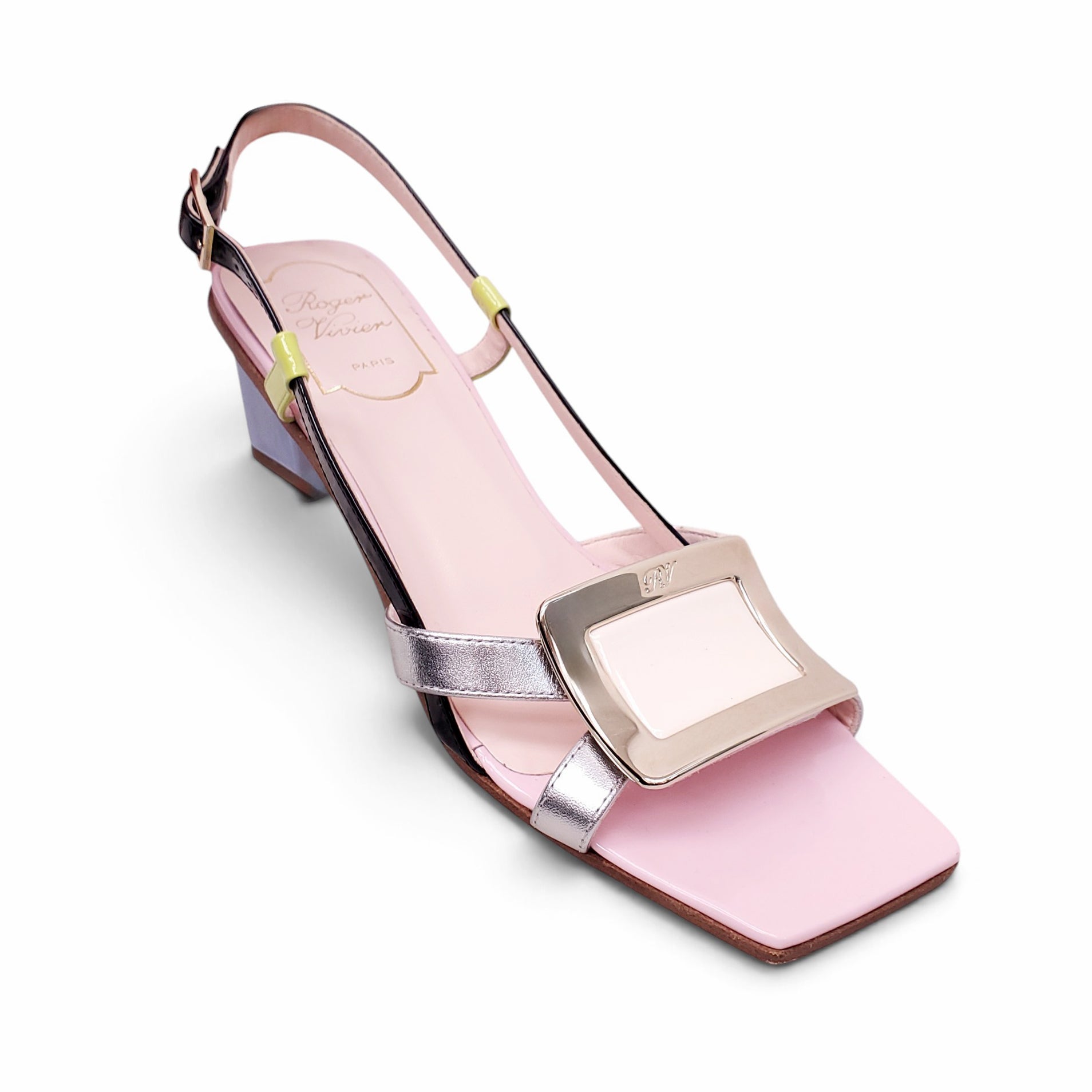 ROGER VIVIER MULTICOLOURED KITTEN BLOCK HEEL- SIZE 37.5