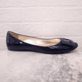 ROGER VIVIER NAVY BLUE PATENT FLATS - SIZE 41.5