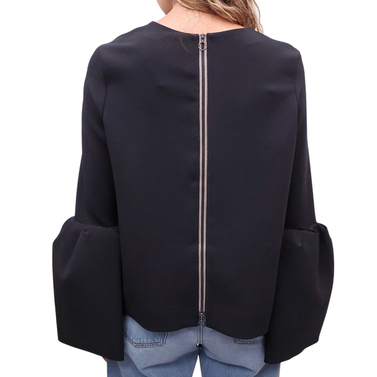 ROKSANDA BLACK BELL SLEEVE BLOUSE - SIZE US 10 / UK 14
