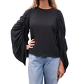 ROKSANDA BLACK BLOUSE WITH RUCHED SLEEVE DETAIL - SIZE US 6/ UK 10