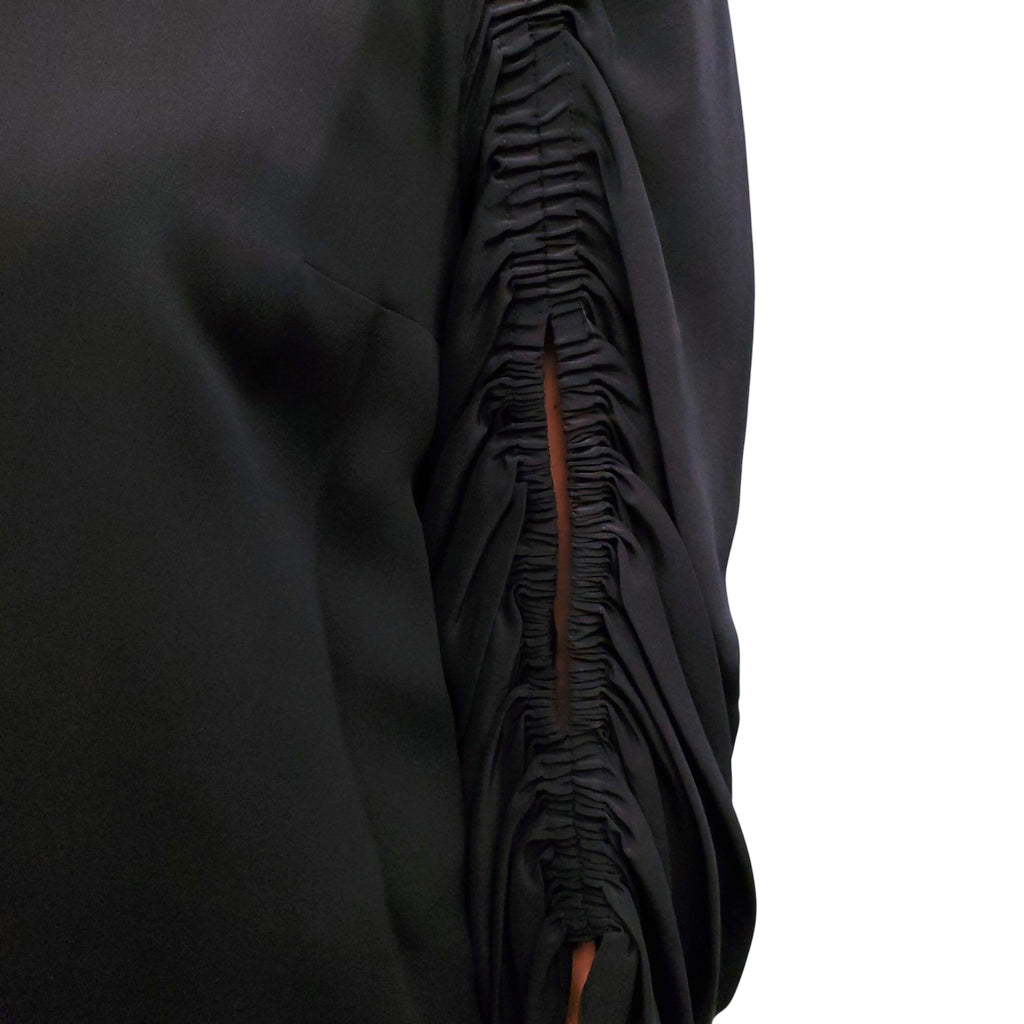 ROKSANDA BLACK BLOUSE WITH RUCHED SLEEVE DETAIL - SIZE US 6/ UK 10