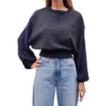 ROKSANDA GREY SWEATER BLOUSE WITH NAVY BACK DETAIL - SIZE US 10/UK 14