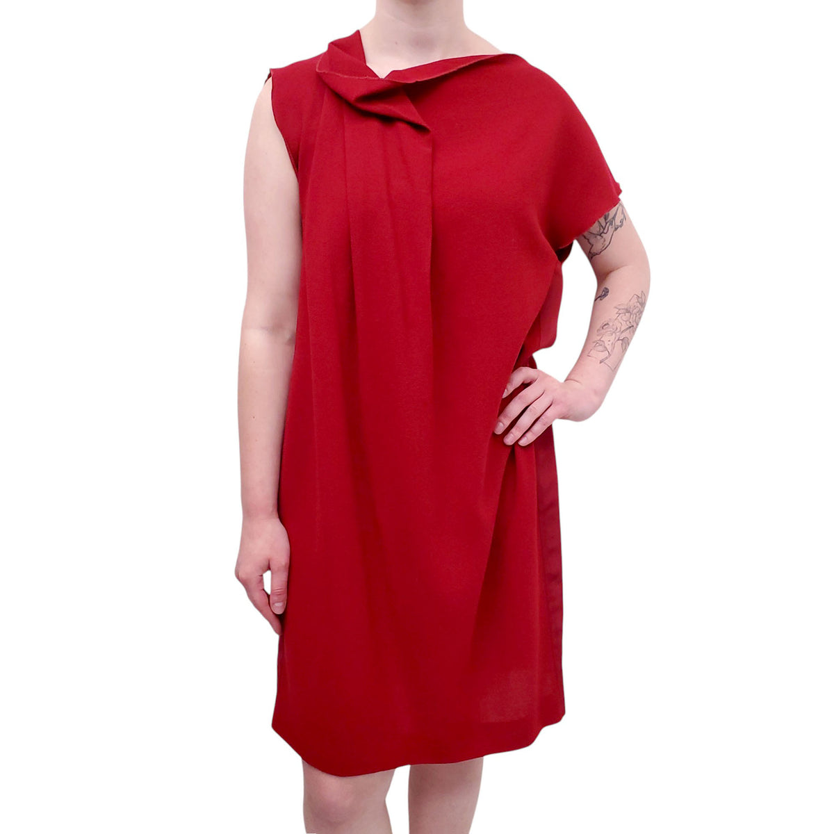 ROKSANDA RED PLEATED DRESS - SIZE US 10/UK 14