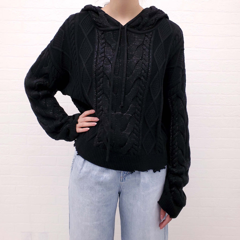 RTA METALLIC DISTRESSED KNIT SWEATER - SIZE M