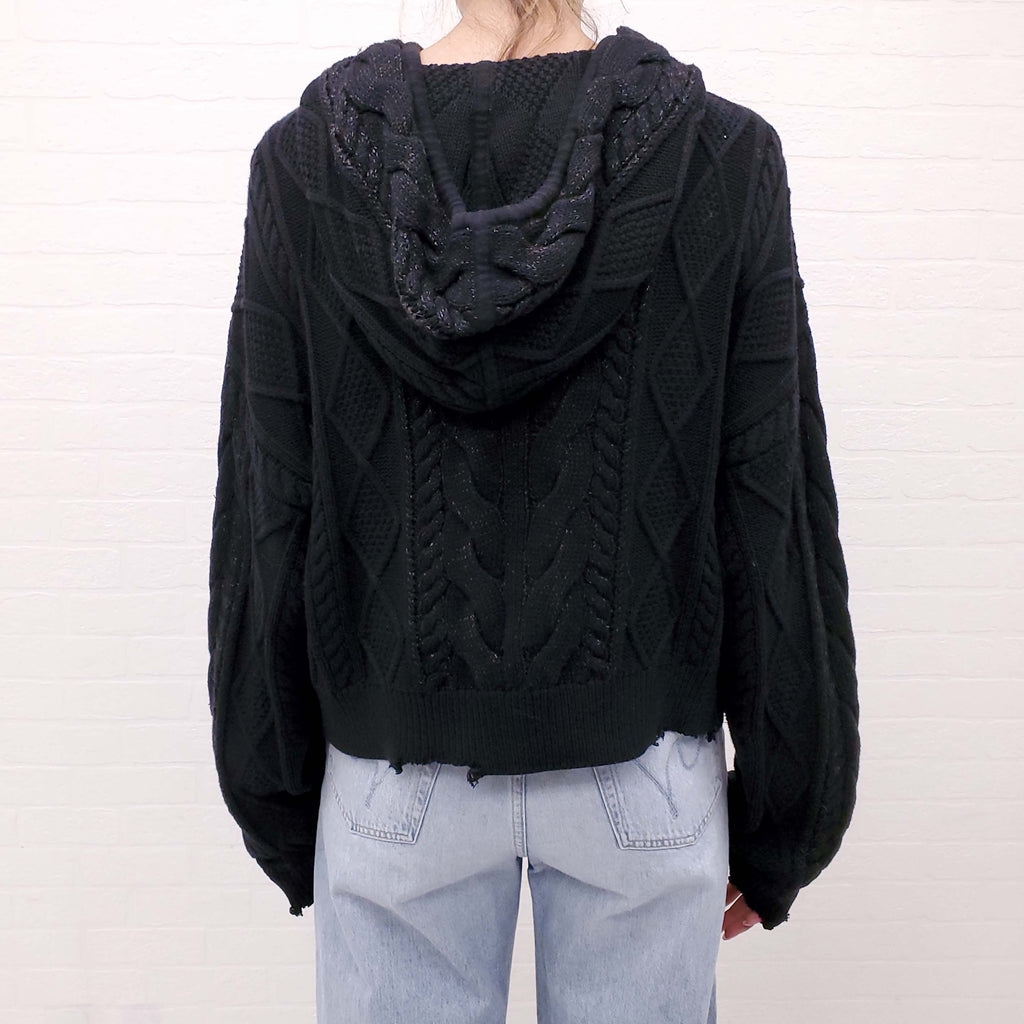 RTA METALLIC DISTRESSED KNIT SWEATER - SIZE M