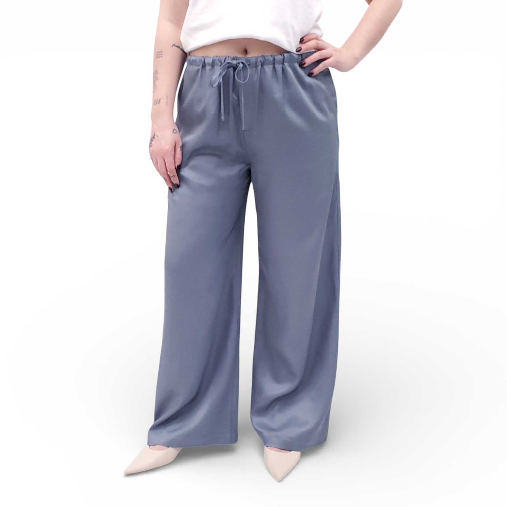 SABLYN BLUE DRAWSTRING TROUSERS - SIZE M