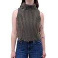 SABLYN KHAKI GREEN TURTLENECK SLEEVELESS SWEATER - SIZE P/XS