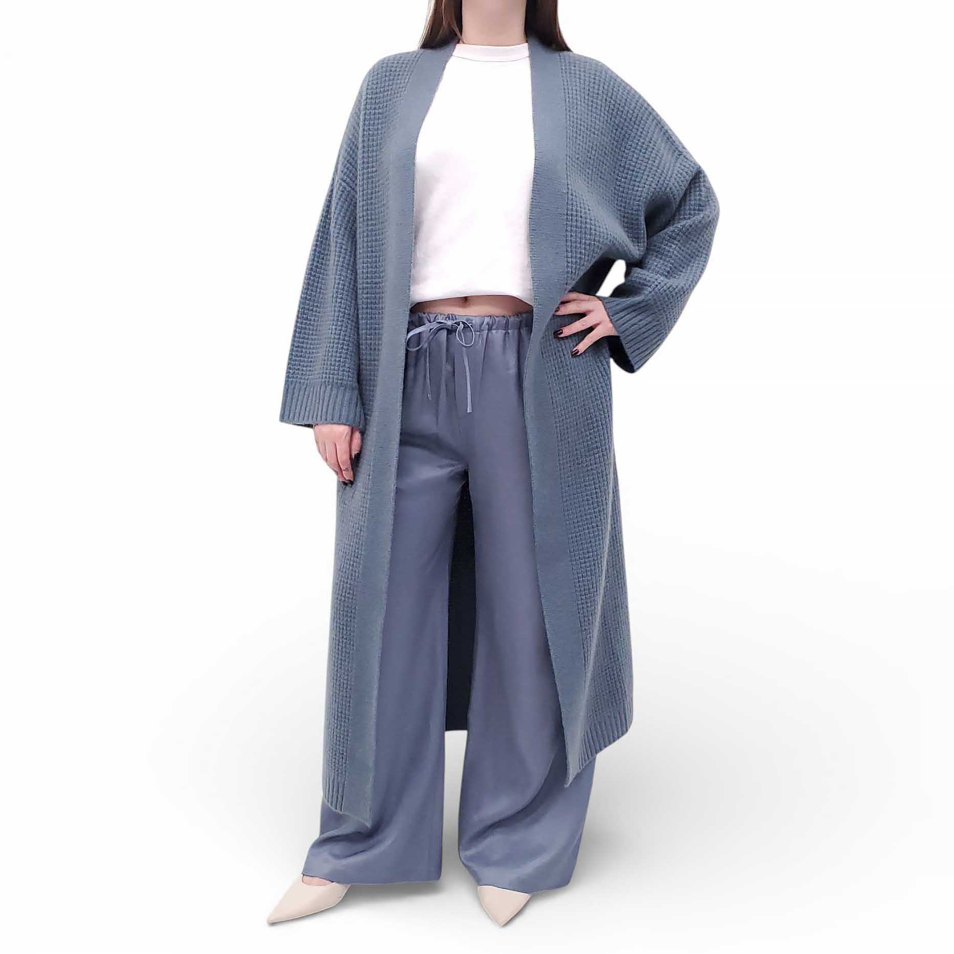 SABLYN OVERSIZED BLUE CASHMERE CARDIGAN - SIZE S