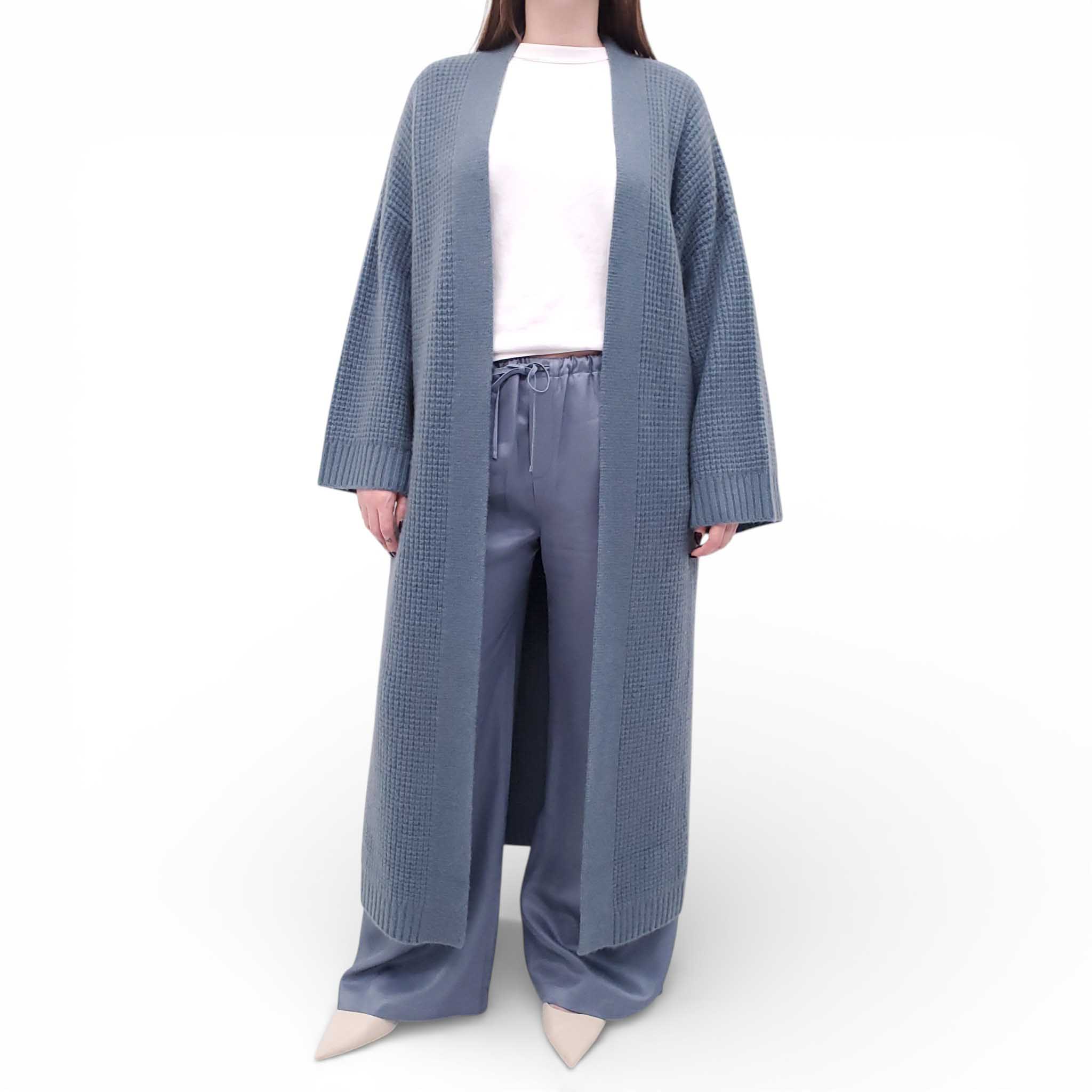 SABLYN OVERSIZED BLUE CASHMERE CARDIGAN - SIZE S