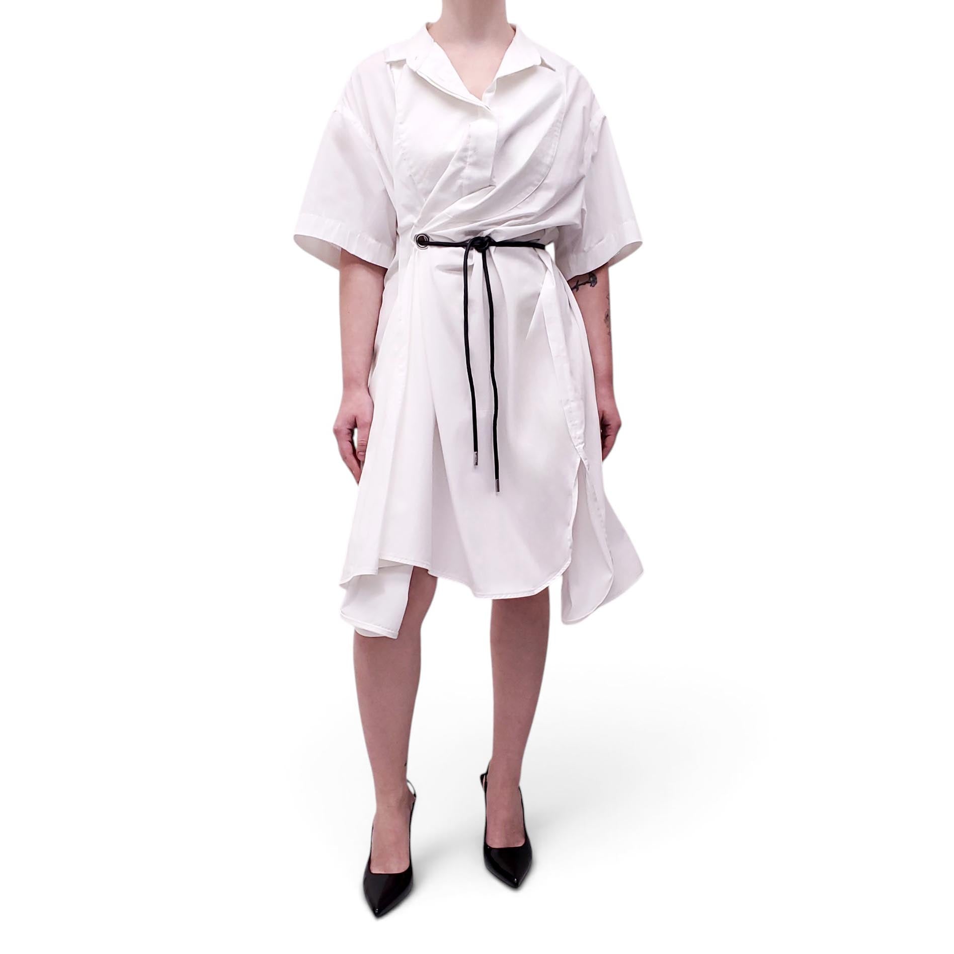SACAI WHITE SHIRT DRESS WITH STRING DETAIL - SIZE 2/M