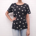 SAINT LAURENT BLACK DAISY AND POLKA DOT T-SHIRT - SIZE L
