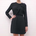 SAINT LAURENT BLACK DRESS WITH ROSETTE DETAIL - SIZE 38