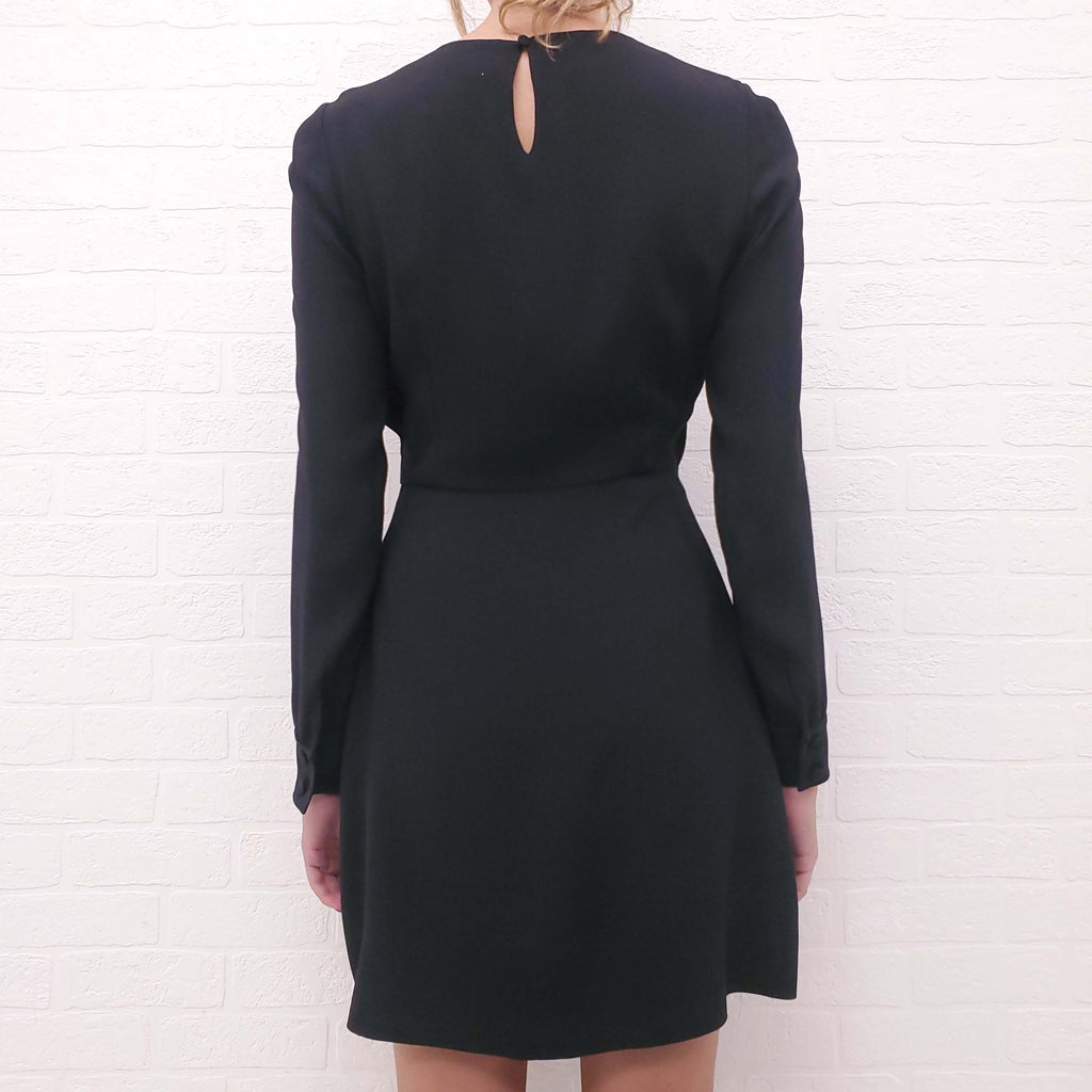 SAINT LAURENT BLACK DRESS WITH ROSETTE DETAIL - SIZE 38