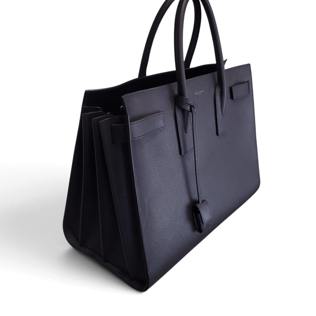 SAINT LAURENT BLACK LARGE SAC DE JOUR TOTE