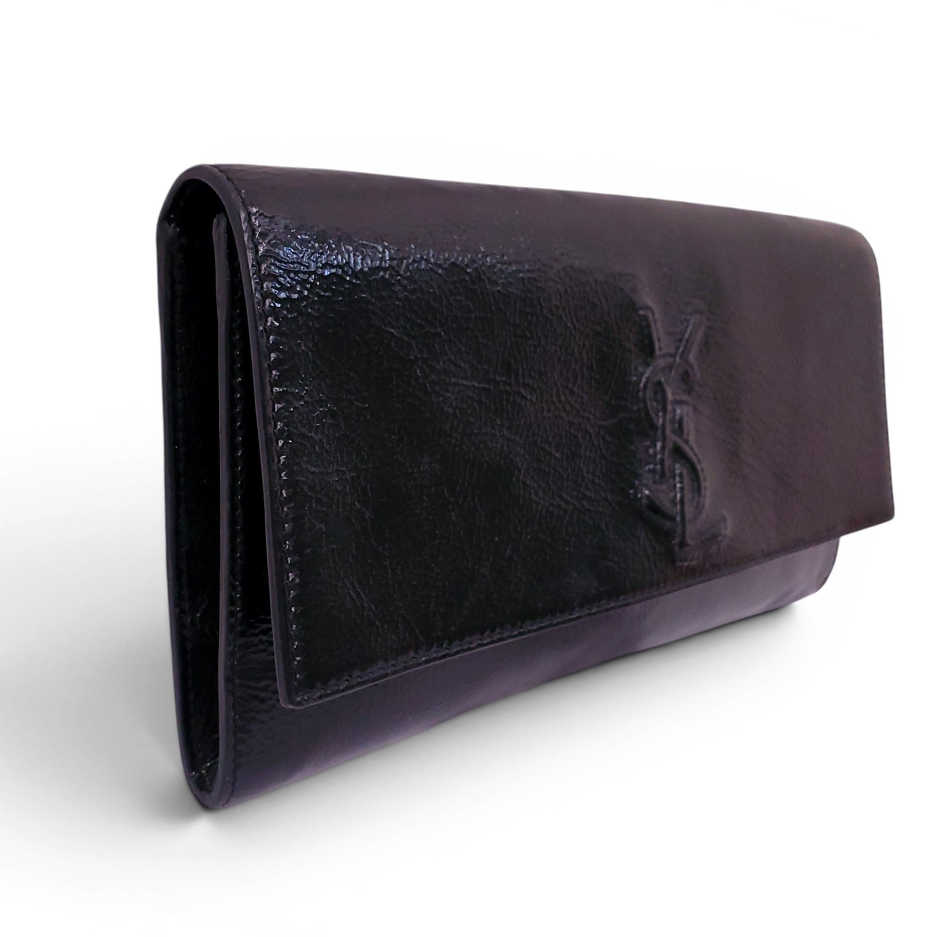 SAINT LAURENT BLACK LEATHER CLUTCH