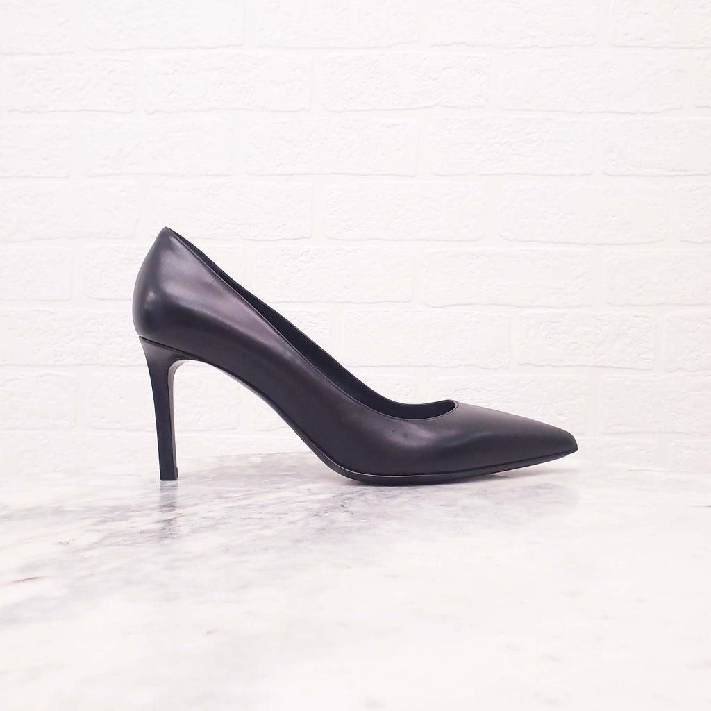 SAINT LAURENT BLACK LEATHER HEELS - SIZE 37.5