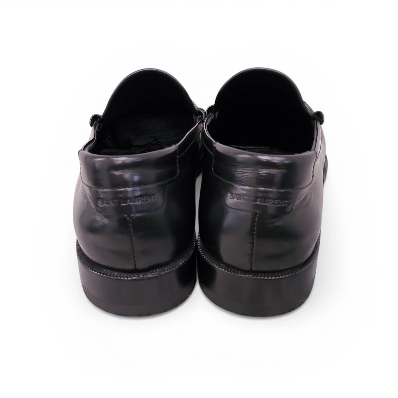 SAINT LAURENT BLACK LEATHER LOAFERS - SIZE 41