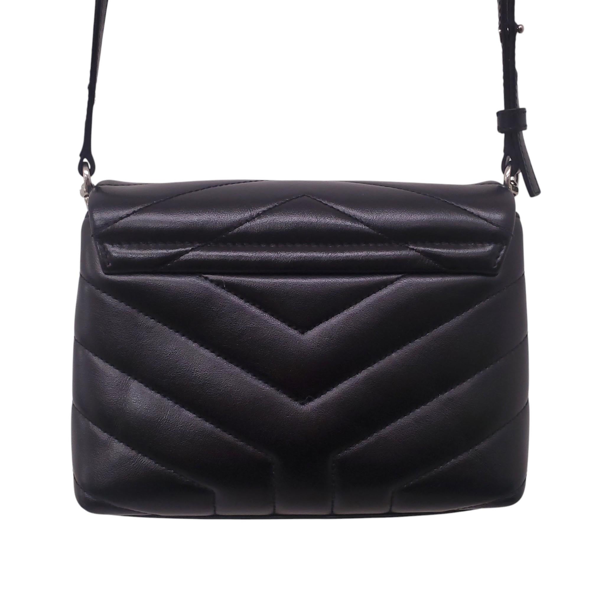 SAINT LAURENT BLACK LEATHER PUFFER TOY BAG