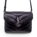 SAINT LAURENT BLACK LEATHER PUFFER TOY BAG