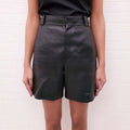 SAINT LAURENT BLACK LEATHER SHORTS - SIZE 36