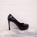 SAINT LAURENT BLACK PATENT ROUND TOE HEELS - SIZE 37.5
