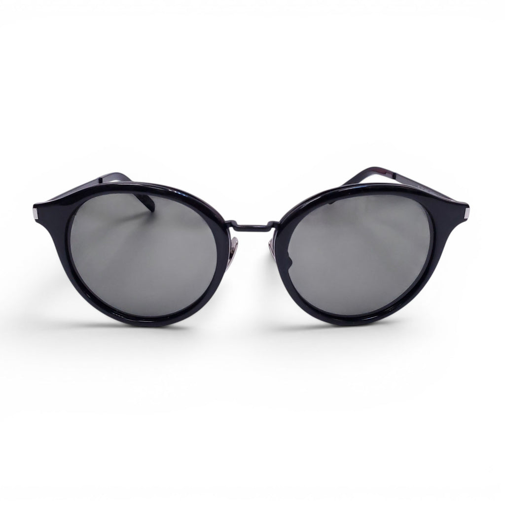 SAINT LAURENT BLACK ROUND METAL SUNGLASSES